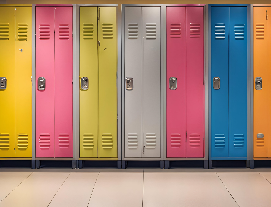Row of colorful lockers